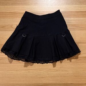 Killstar Black Mini Skirt with Lace Hem